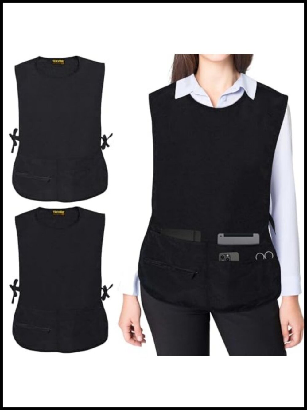 2 Pack Cobbler Aprons with Zipper Pocket 5 Pockets Smock Apron